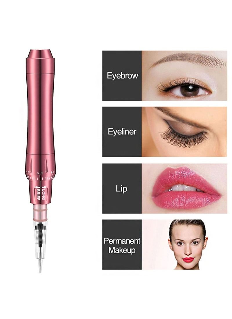 Ybeauty - Permanent Tattoo Machine Set with Tattoo Cartridge Needle Eyeliner Eyebrow Practice Skin Ring Cup Microblade Beauty Salon Pigment Equipment for Beginner or Dedicated Tattoo Artist (Pink) - Image 1
