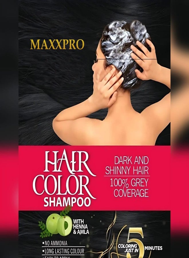 MAXXPRO Hair Color Shampoo (Natural Black) for Men & Women Long-Lasting Colour No Harsh Chemical (PACK OF 10) - Image 5