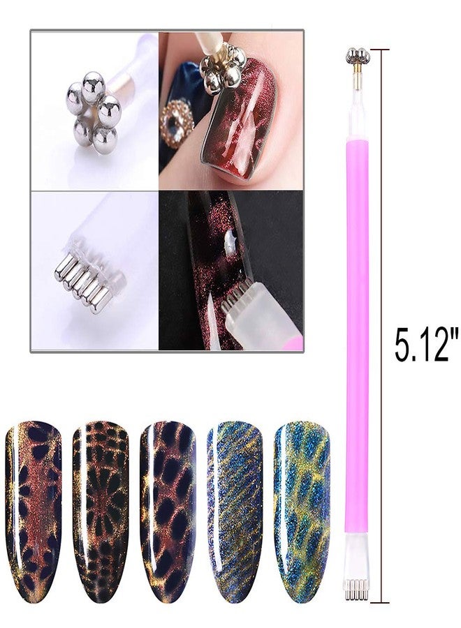 SILPECWEE 4pcs Nail Magnet Tool Set Magnet Plate Wand Board Magnetic Pen Stripe Nail Magnet Double Ended Magnet Wand Magnet Stick for Cat Eye Gel Polish Nail Art - Image 2