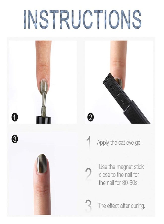 SILPECWEE 4pcs Nail Magnet Tool Set Magnet Plate Wand Board Magnetic Pen Stripe Nail Magnet Double Ended Magnet Wand Magnet Stick for Cat Eye Gel Polish Nail Art - Image 5