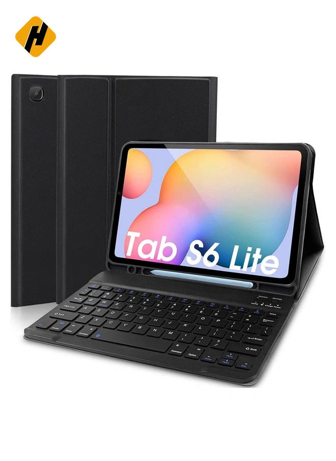 HuHa Keyboard Case for Samsung Galaxy Tab S6 Lite 10.4'' (SM-P610/P615/P613/P619,2020/2022), Lachesis Business Leather Folio Cover with Detachable Magnetically Bluetooth Keyboard with S-Pen Holder, Black  - Image 1