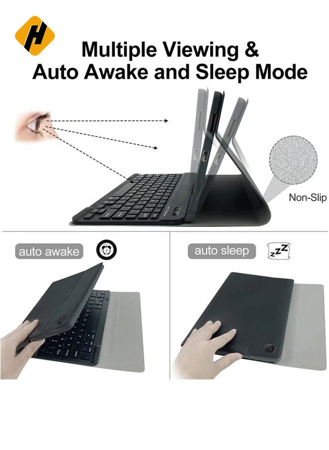 HuHa Keyboard Case for Samsung Galaxy Tab S6 Lite 10.4'' (SM-P610/P615/P613/P619,2020/2022), Lachesis Business Leather Folio Cover with Detachable Magnetically Bluetooth Keyboard with S-Pen Holder, Black  - Image 5