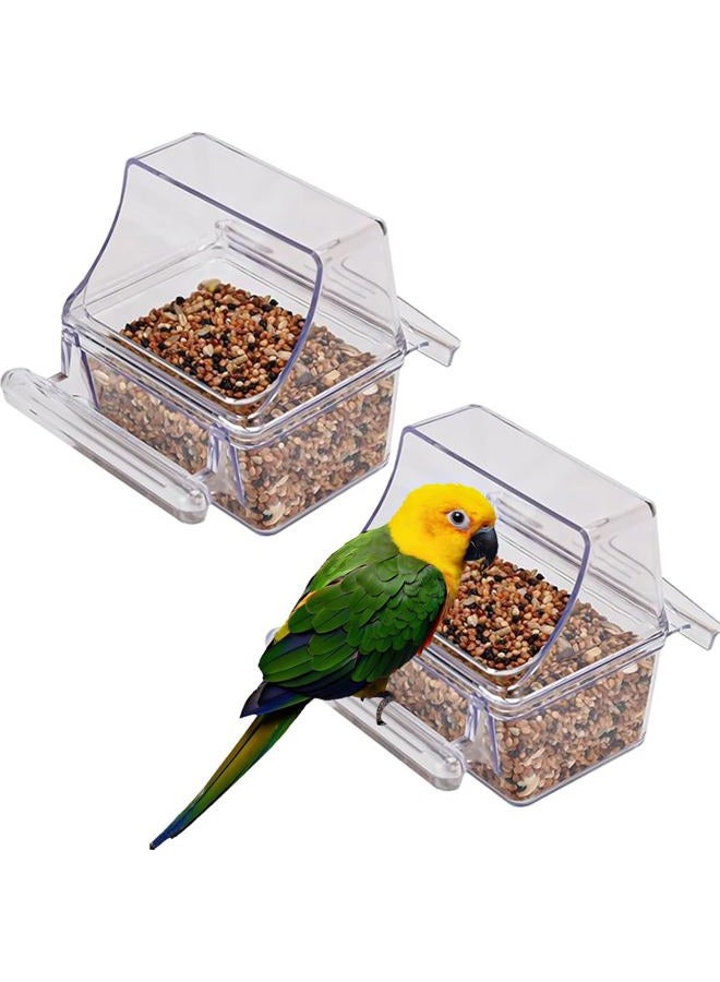 Mcage Lot of 4 Clear Transparent Bird Birds Feeding & Watering Feeder Cups - Image 2