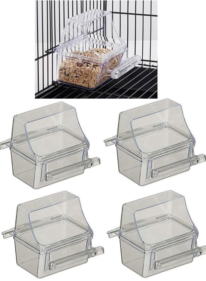 Mcage Lot of 4 Clear Transparent Bird Birds Feeding & Watering Feeder Cups - Image 1