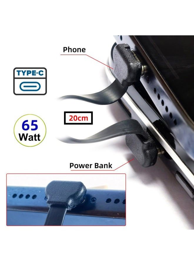 Chenyang USB C Short Flat Cable USB 2.0 Type C Dual 90 Degree Angled PD 65W Fast Charge Data Extension Cable 200MM - Image 3