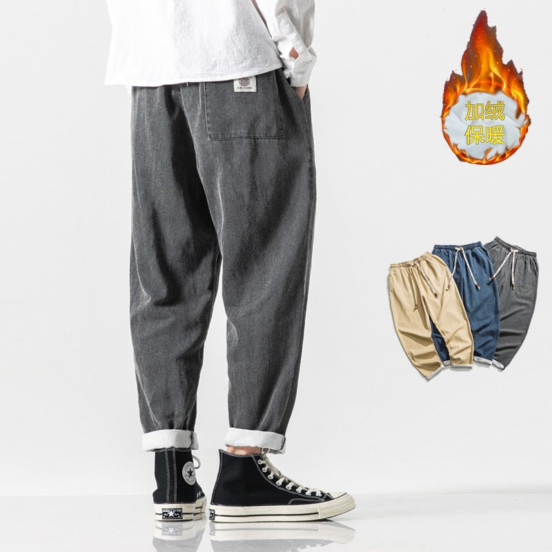 2021 Winter New Large Size Men'S Jeans Loose Mid-Waist Old Vintage Men'S Pants Chinese Style Fleece-Lined Pants - Image 5