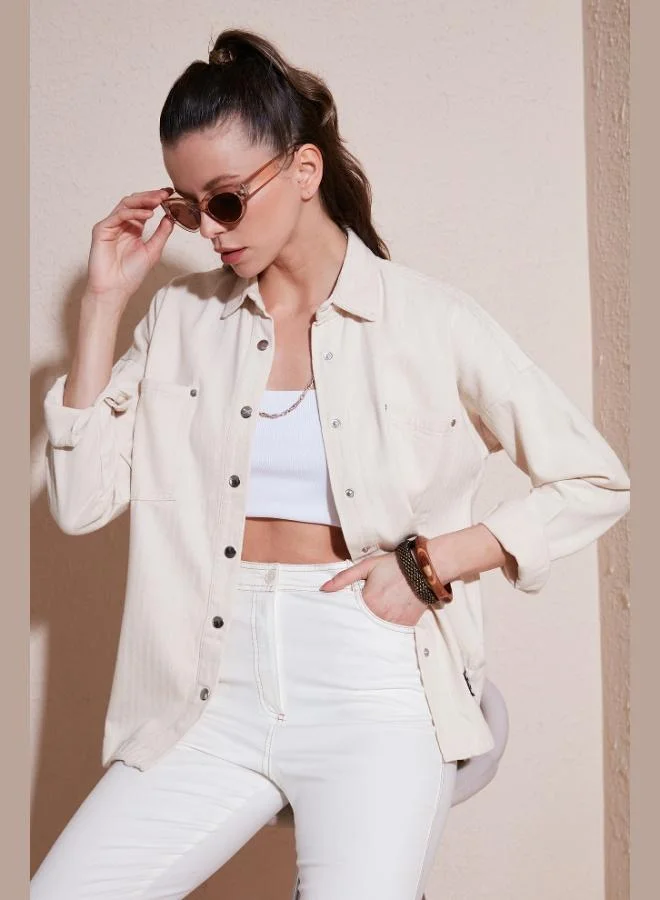 Lela Lela Cotton Relaxed Fit Double Pocket Shirt Women's SHIRT 673GY4006