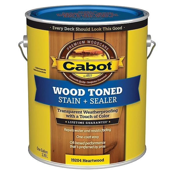Cabot Wood Toned Stain + Sealer, Low VOC Exterior Natural Wood Stain, Heartwood, Gallon - Image 2