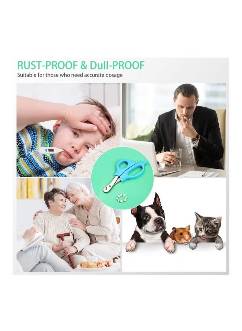 lebonaer 2 Pieces Splitter Scissors Scissors Cutter with Stainless Steel Blade and Ergonomic Handle and Crusher Travel Medicine Box Travel Cutter Splitter - Image 4