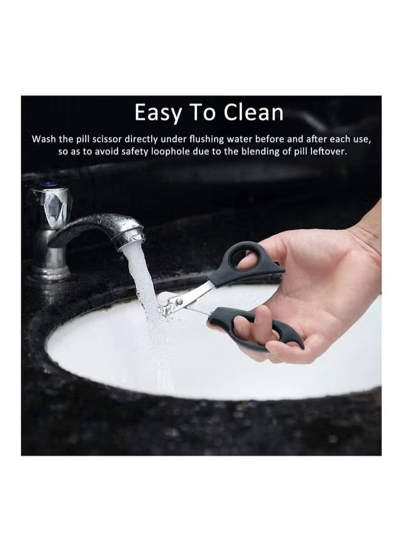 lebonaer 2 Pieces Splitter Scissors Scissors Cutter with Stainless Steel Blade and Ergonomic Handle and Crusher Travel Medicine Box Travel Cutter Splitter - Image 5