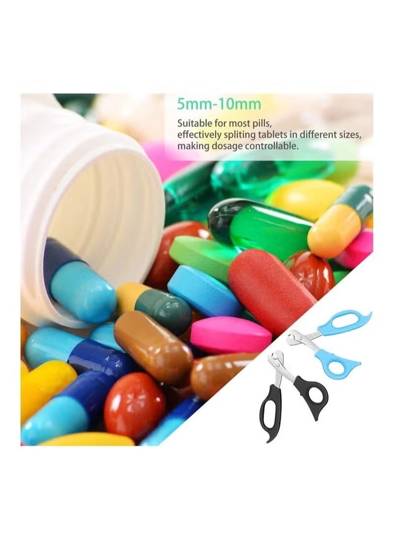 lebonaer 2 Pieces Splitter Scissors Scissors Cutter with Stainless Steel Blade and Ergonomic Handle and Crusher Travel Medicine Box Travel Cutter Splitter - Image 3