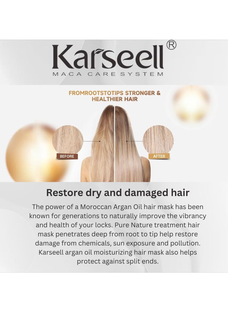 Karseell - Argan Oil Repair Shampoo, Conditioner, and Hair Mask Set – Repair and Hydration Treatment for Dry and Treated Hair – Enriched with Argan Oil, Vitamins, and Antioxidants Free from Sulfates and Parabens 3-Piece Hair Care Set - Image 1
