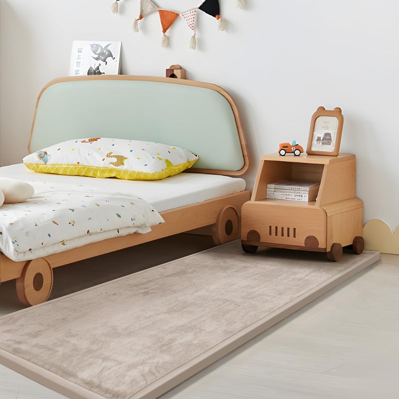Huloo Sleep Play Mat for Babies Toddlers,1.3" Thick Elasti-Foam Anti-Fall Cushion Mat for Kids Room,28Ã—72 Bedroom Bedside Rugs,Water-Repellent Soft Coral Velvet,Non-Slip(Beige) - Image 1