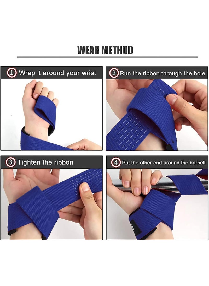 إس كي دي كي أشرطة رفع معصم صلبة من القطن، أشرطة رفع معصم مبطنة بالنيوبرين، حزام معصم مبطن للصالة الرياضية لتدريب القوة ورفع الأثقال وكمال الأجسام - Image 3
