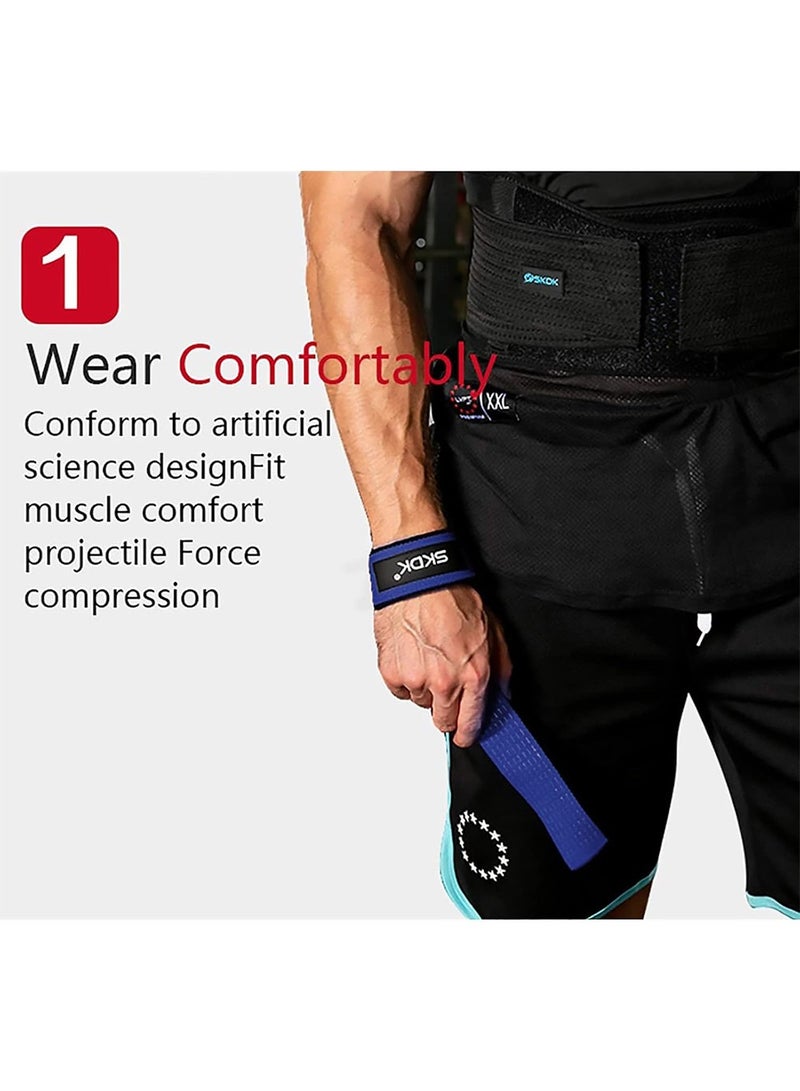 إس كي دي كي أشرطة رفع معصم صلبة من القطن، أشرطة رفع معصم مبطنة بالنيوبرين، حزام معصم مبطن للصالة الرياضية لتدريب القوة ورفع الأثقال وكمال الأجسام - Image 5