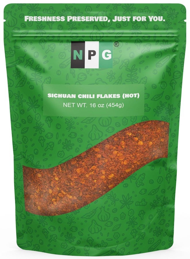 NPG Authentic Sichuan Chili Flakes 16 Oz, Extra Hot, Szechuan Crushed Red Pepper Flakes Bulk, Essential Spice Seasoning for Making Kimchi, Chili Oil, Stir-fry, Pizza, Salads, and Tacos - Image 1