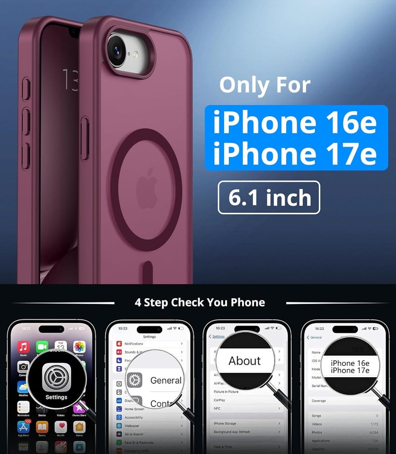 Vansdon Magnetic Protective Case for iPhone 16e with 1 Tempered Glass Compatible with MagSafe Military Grade Drop Protection Matte Protective Case Transparent Slim Shockproof Protective Case - Image 4
