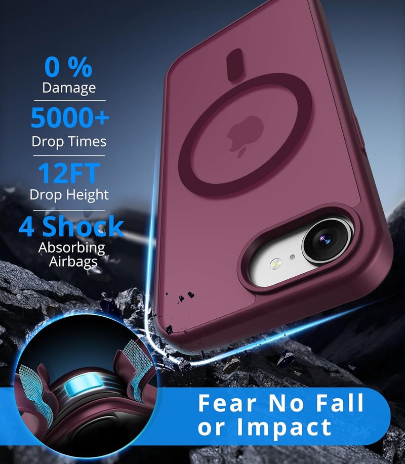Vansdon Magnetic Protective Case for iPhone 16e with 1 Tempered Glass Compatible with MagSafe Military Grade Drop Protection Matte Protective Case Transparent Slim Shockproof Protective Case - Image 2