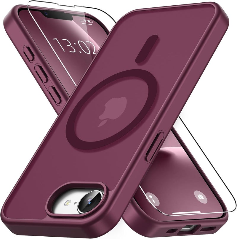 Vansdon Magnetic Protective Case for iPhone 16e with 1 Tempered Glass Compatible with MagSafe Military Grade Drop Protection Matte Protective Case Transparent Slim Shockproof Protective Case - Image 1