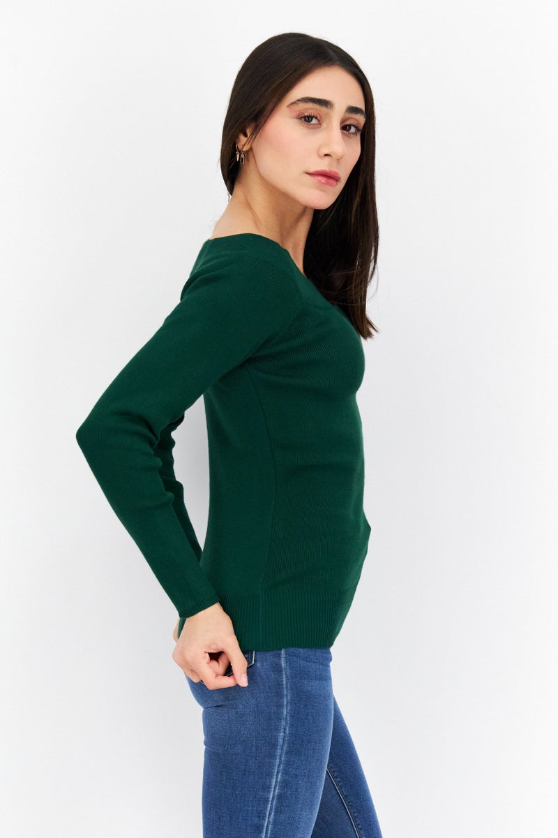 Tahari كنزة نسائية بدون أكتاف بتصميم مضلع، أخضر - Image 2