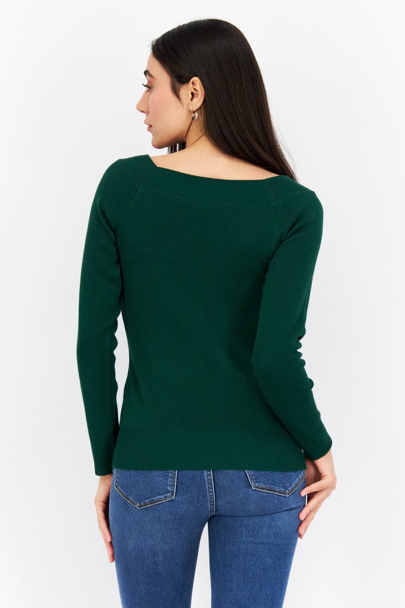 Tahari كنزة نسائية بدون أكتاف بتصميم مضلع، أخضر - Image 4