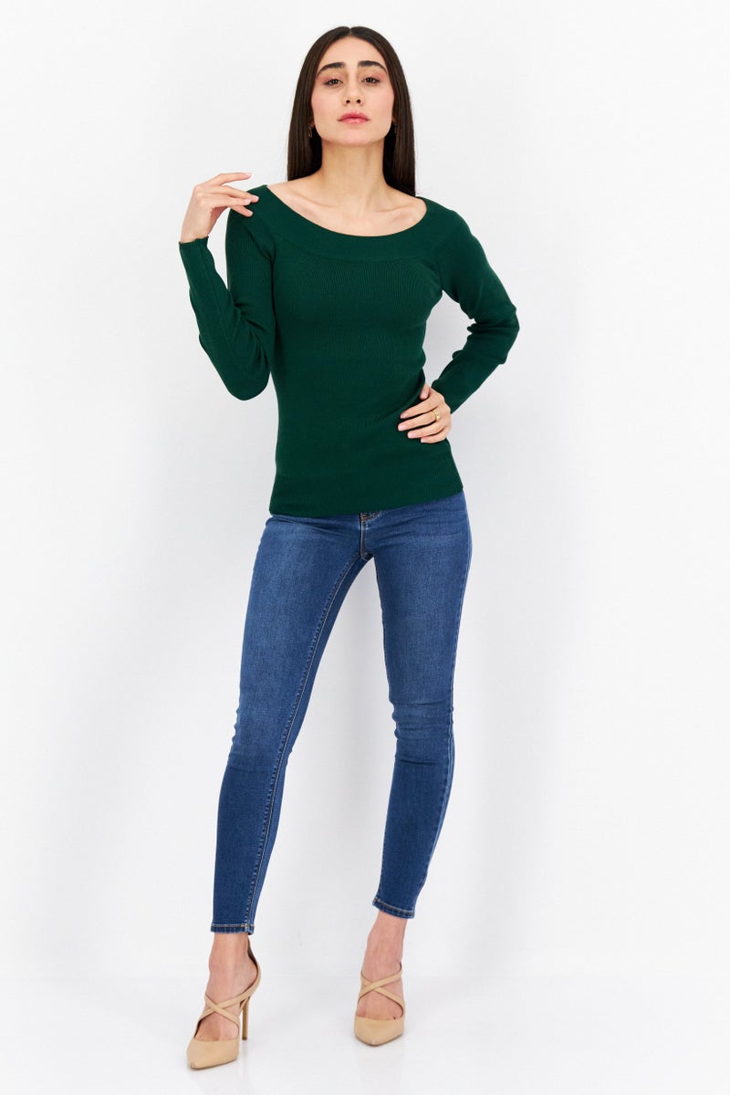 Tahari كنزة نسائية بدون أكتاف بتصميم مضلع، أخضر - Image 3