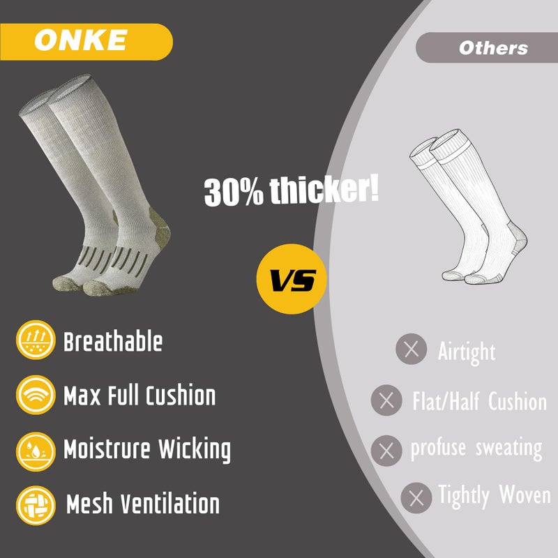 ONKE Max Full Cushion Knee High Socks for Men Steel Toe Work Boot Over the Calf OTC Moisture Wicking Thermal Hiking Hunting(Green L) - Image 4