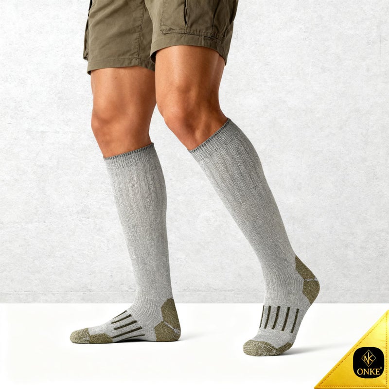 ONKE Max Full Cushion Knee High Socks for Men Steel Toe Work Boot Over the Calf OTC Moisture Wicking Thermal Hiking Hunting(Green L) - Image 2