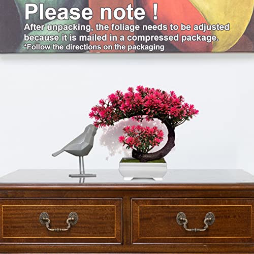 yoerm Small Artificial Plants Greenery Desktop Bonsai - Magenta Fake Plants for Home Decor Indoor Bookshelf Office Desk Bathroom Room Decor, Tall 8.5" - Image 4