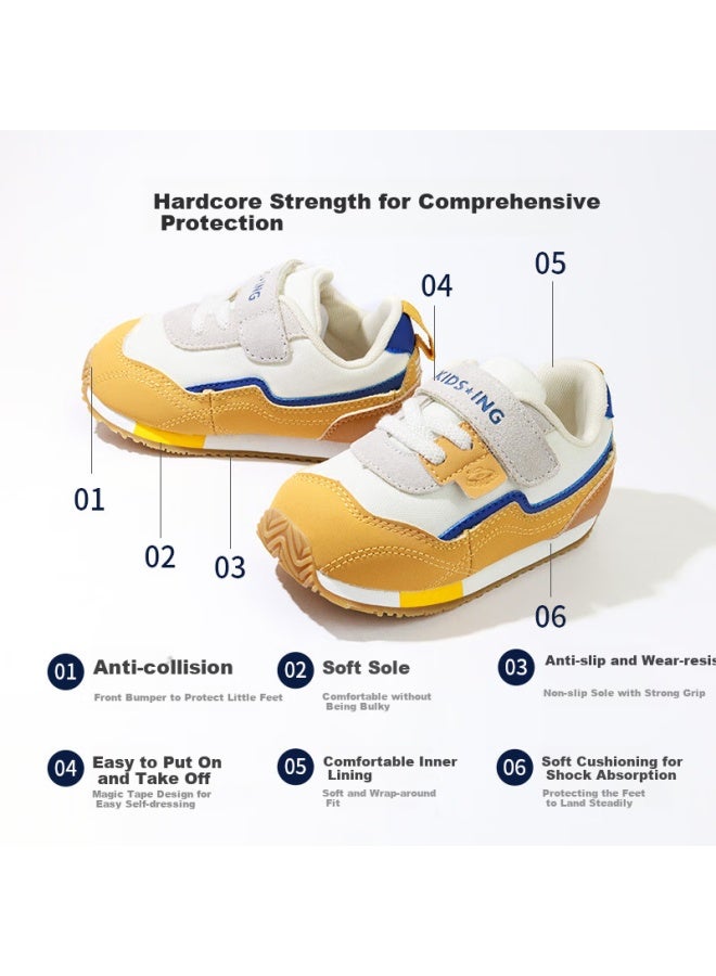 Kids.ing Children's Retro Sports Shoes Boys Girls Soft Bottom Baby Running Shoes Sports Casual Shoes Yellow Size 25 - Image 2