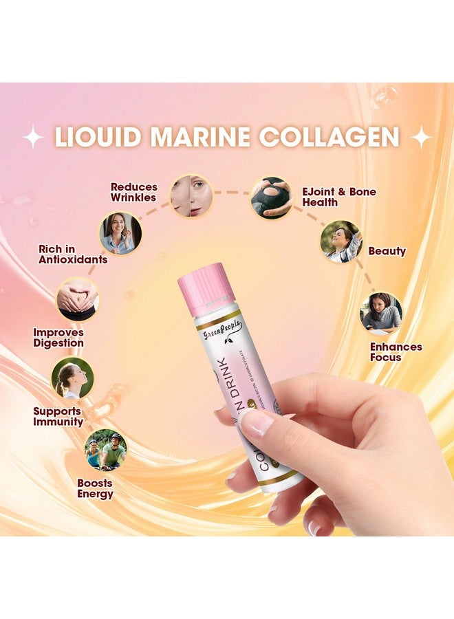 GREENPEOPLE GREENPEOPLE Liquid Collagen for Women & Men, 2500mg Fish Collagen Peptides + Hyaluronic Acid + Vitamin Bs & C, Hair Skin Nails Joints Bones Support (0.85 fl oz, 10 Bottles, Grapefruit)  - Image 5