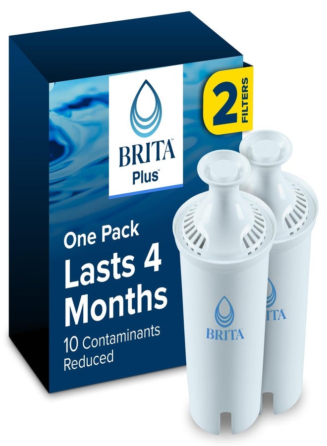 Brita Plus Water Filter, BPA-Free, High-Density Replacement Filter for Pitchers and Dispensers, Reduces 2x Contaminants*, Lasts Two Months or 40 Gallons, Includes 2 Filters - Image 1