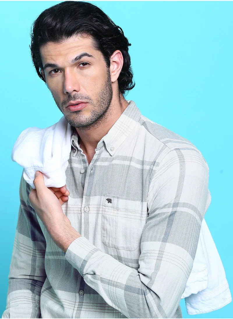 THE BEAR HOUSE Men's Cotton Shirt | Casual & Formal Long Sleeve Slim Fit | Classic Button-Down, Office & Everyday Wear, Comfortable & Breathable Fabric