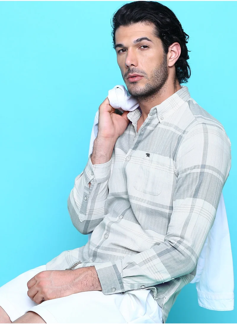THE BEAR HOUSE Men's Cotton Shirt | Casual & Formal Long Sleeve Slim Fit | Classic Button-Down, Office & Everyday Wear, Comfortable & Breathable Fabric