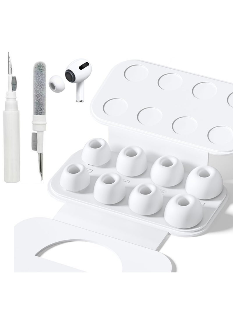Bukela 4 Pairs Replacement Ear Tips for AirPods Pro 2nd/1st Generation with Portable Storage Box & Cleaner Pen,Noise Reduction Holewith & Built-in dust Guard Screen,Silicone Ear Tips for AirPods Pro (White) - Image 1