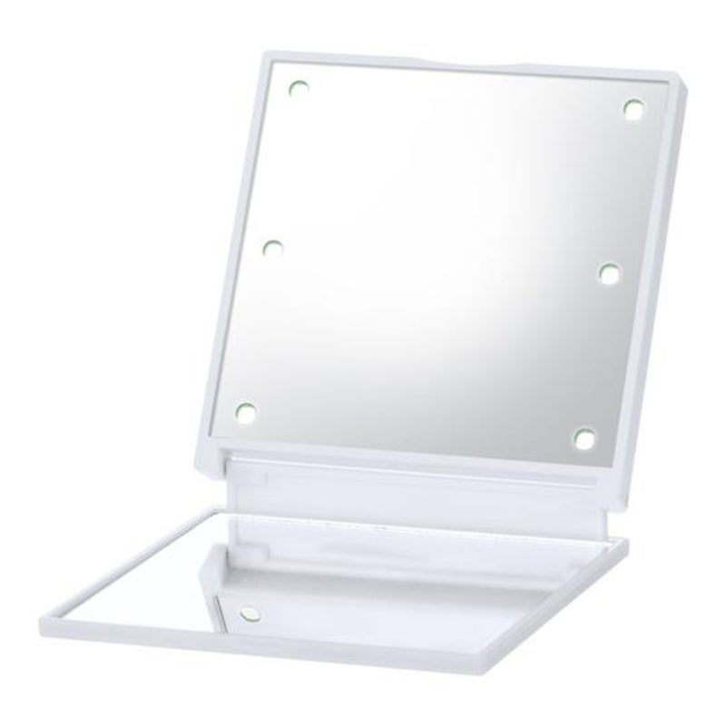 Mini LED Makeup Mirror Folding Portable Makeup Mirror with 6 LEDs Double-sided Cosmetic Mirror Clear Mirror Surface - Image 1