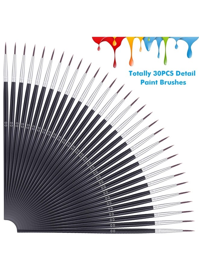 anezus Miniature Detail Paint Brushes 30 Pieces Paintbrushes Small Watercolor Artists Paint Brushes For Acrylics Oil Model Craft Nail Detail Painting Size 00  - Image 2