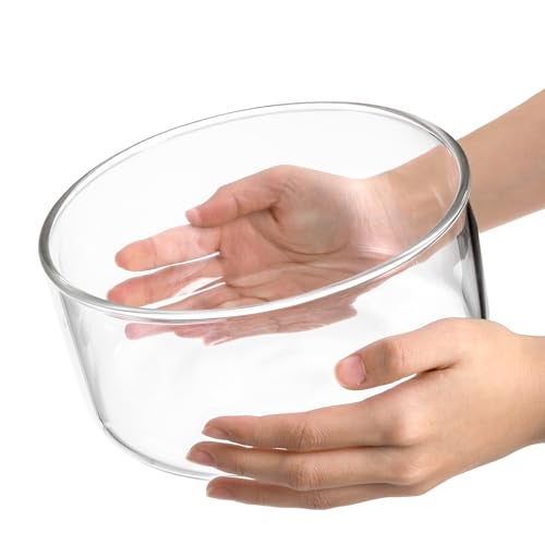 Peohud Glass Trifle Bowl, 8 Inch Clear Salad Bowl with Bamboo Lid, 85 Oz Large Dessert Serving Container for Party, Salad, Fruit, Ice Cream, Cake, Microwave Dishwasher Safe - Image 3