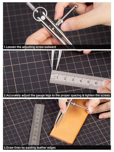 WUTA Spring Wing Divider 304 Stainless Steel Precision Scriber Caliper Tool Metal Dividers Adjustable Spacing Compass High Polished Round Leg for Drawing Circles, Leather Craft, Jewelry Design (Small) - Image 4