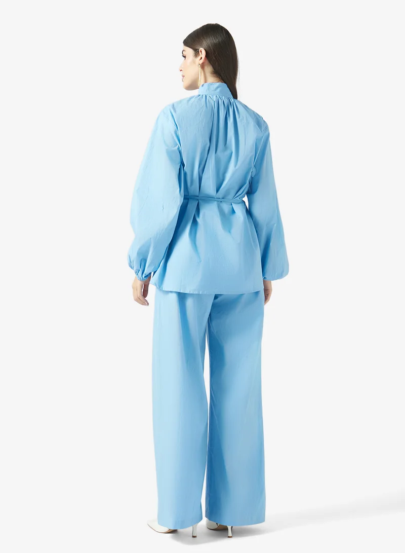 Fyor Ruffle Neck Button-Down Co-Ord Set