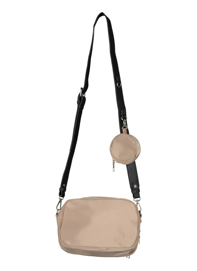HaILYS Beige Nylon Crossbody Bag with Coin Pouch