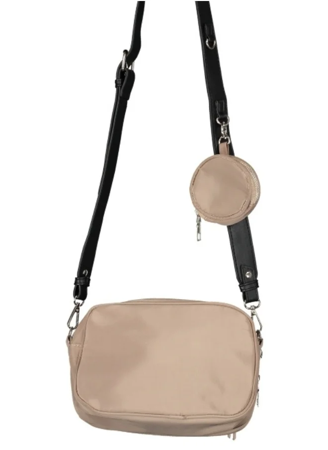 HaILYS Beige Nylon Crossbody Bag with Coin Pouch