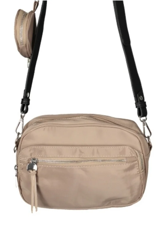 HaILYS Beige Nylon Crossbody Bag with Coin Pouch