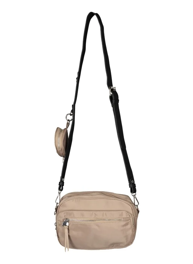 HaILYS Beige Nylon Crossbody Bag with Coin Pouch