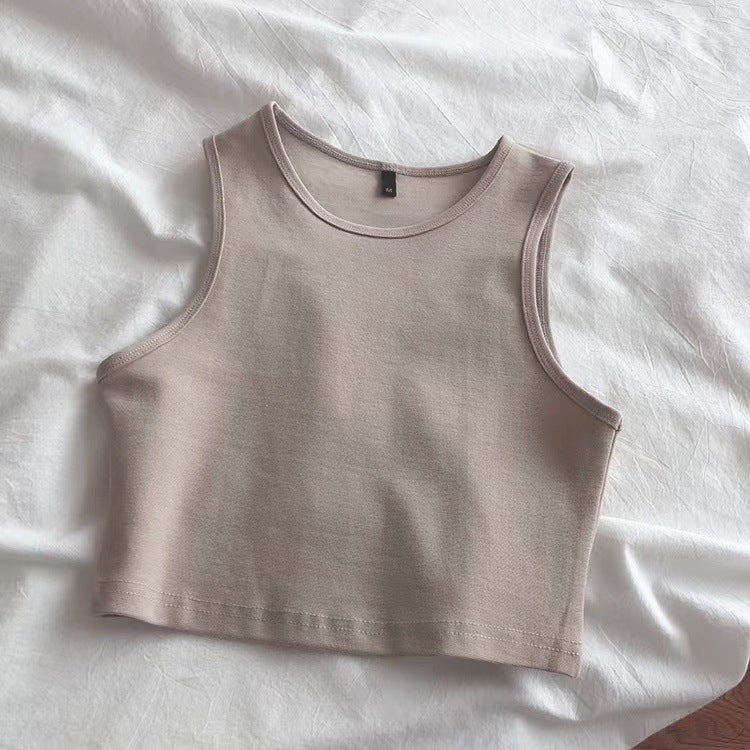 Summer Crop Top Sleeveless Tank Women Wine Red  - Image 2