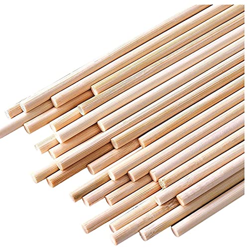 HOPELF 100PCS Dowel Rods - 1/4 x 12 Inch Bamboo Sticks - for Crafts, Cake Dowels and DIYers - Image 1