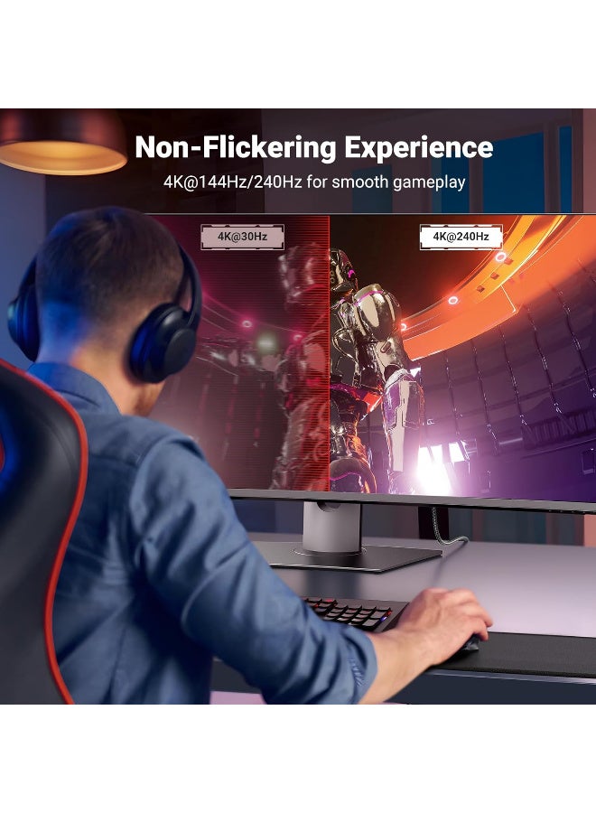 Cable UGREEN USB C to DisplayPort 1.4 Cable 8K@60Hz 4K@240Hz Thunderbolt 4/3 to DisplayPort Cord USB C to DP 1.4 32.4 Gbps Alu Braided Compatible with MacBook Pro/Air, iPad, Mac Mini, Galaxy, XPS 15 3.3FT 25157 - Image 4