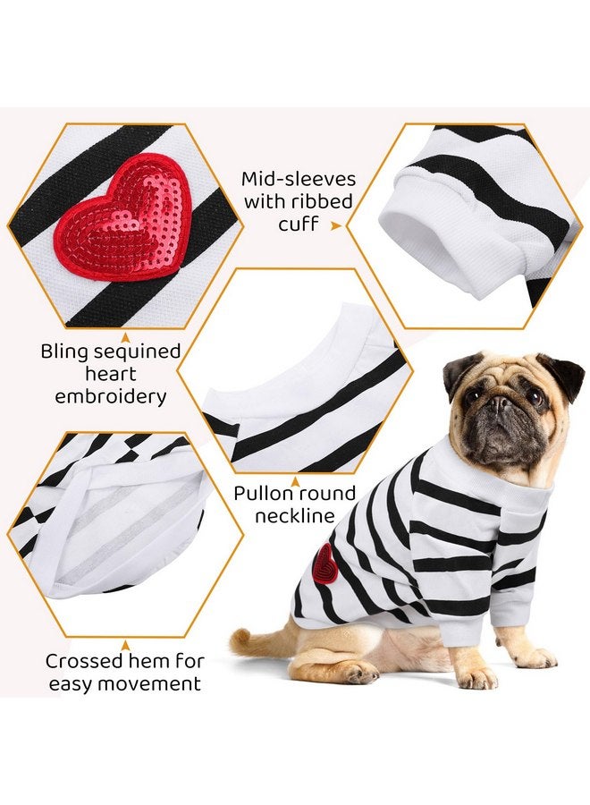 Queenmore Dog Cotton Shirt, Striped Dog T-Shirt, Long Sleeve Puppy Clothes for Small Medium Dogs Cats, Dog Outfits for Frenchie, Dachshund, Yorkie (Black,L) - Image 5