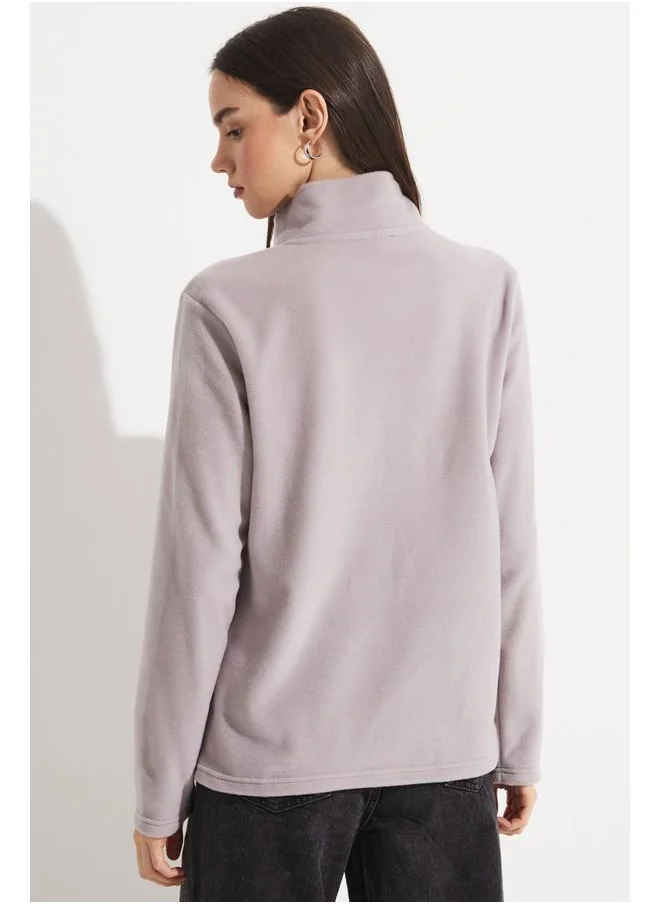جون June Zipper Polar Sweatshirt Grey