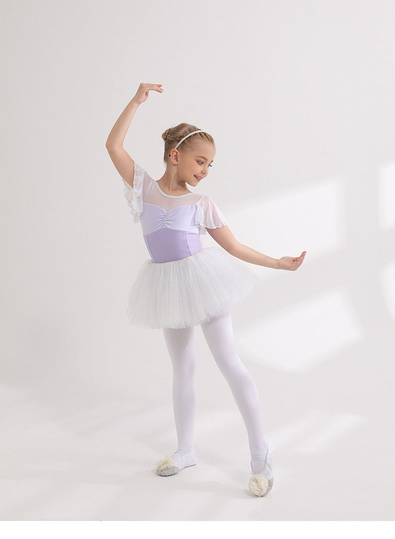 Loquat Squality Children's Dance Dress Training Dress Pure Cotton Ballet Dancing Dress For Children Purple  - Image 1